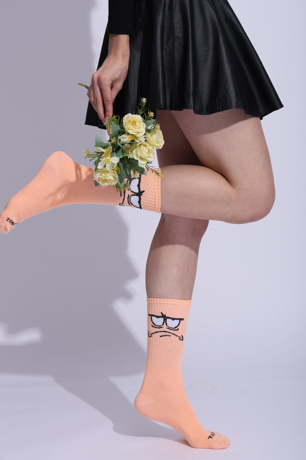 Funny Face Crew Socks, 5 Pairs, Pastel Colours, Comic Expression Design
