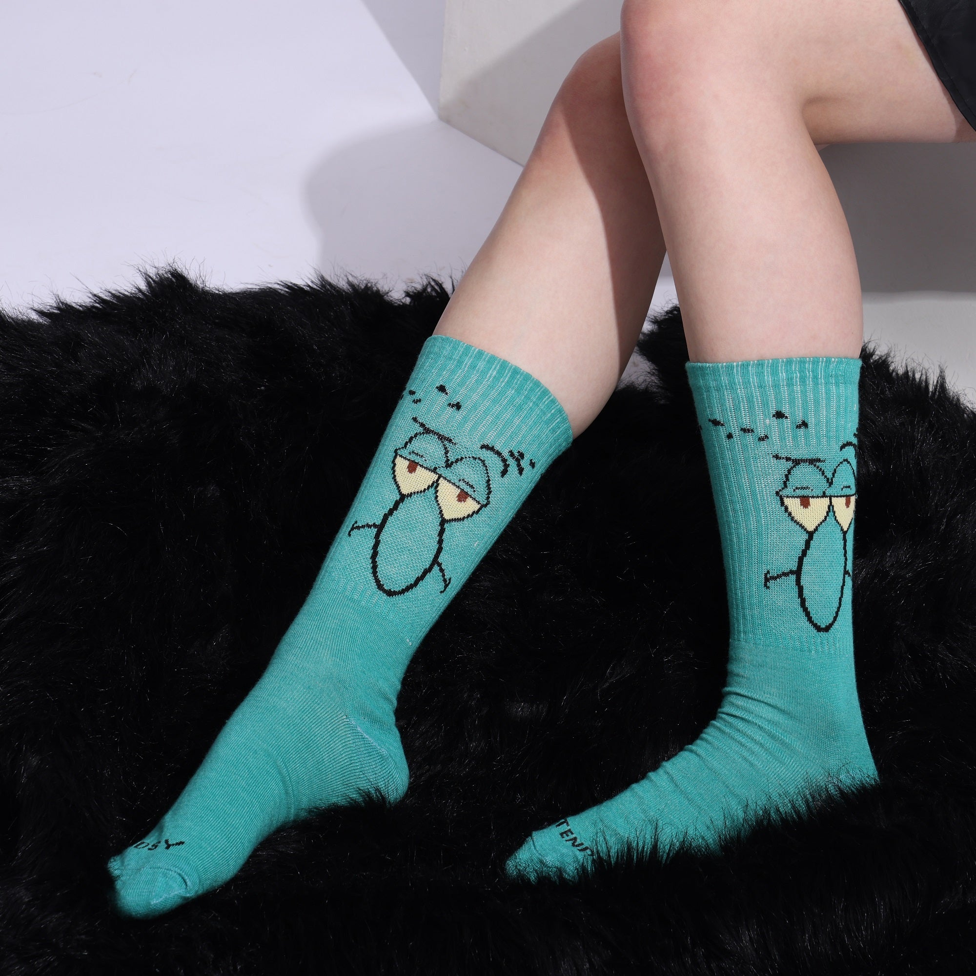 Funny Face Crew Socks, 5 Pairs, Pastel Colours, Comic Expression Design