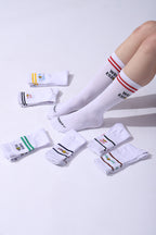 Days of the Week Socks, White Cotton Mid Calf/Crew Socks, Emoji Design, 7 Pairs Set