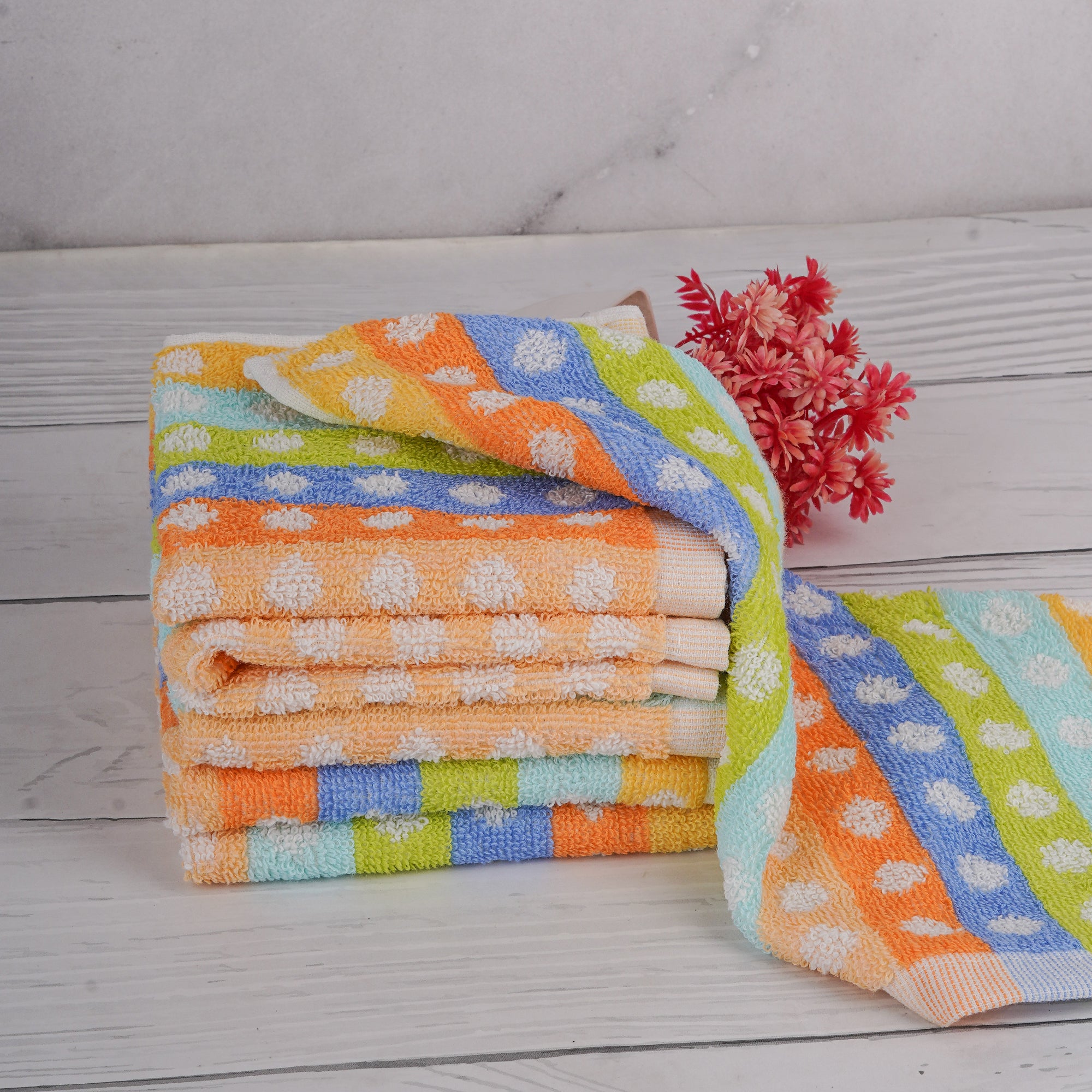 Ladies Cotton Hankies | Multicolor Dot Pattern Cotton (6 Pack)