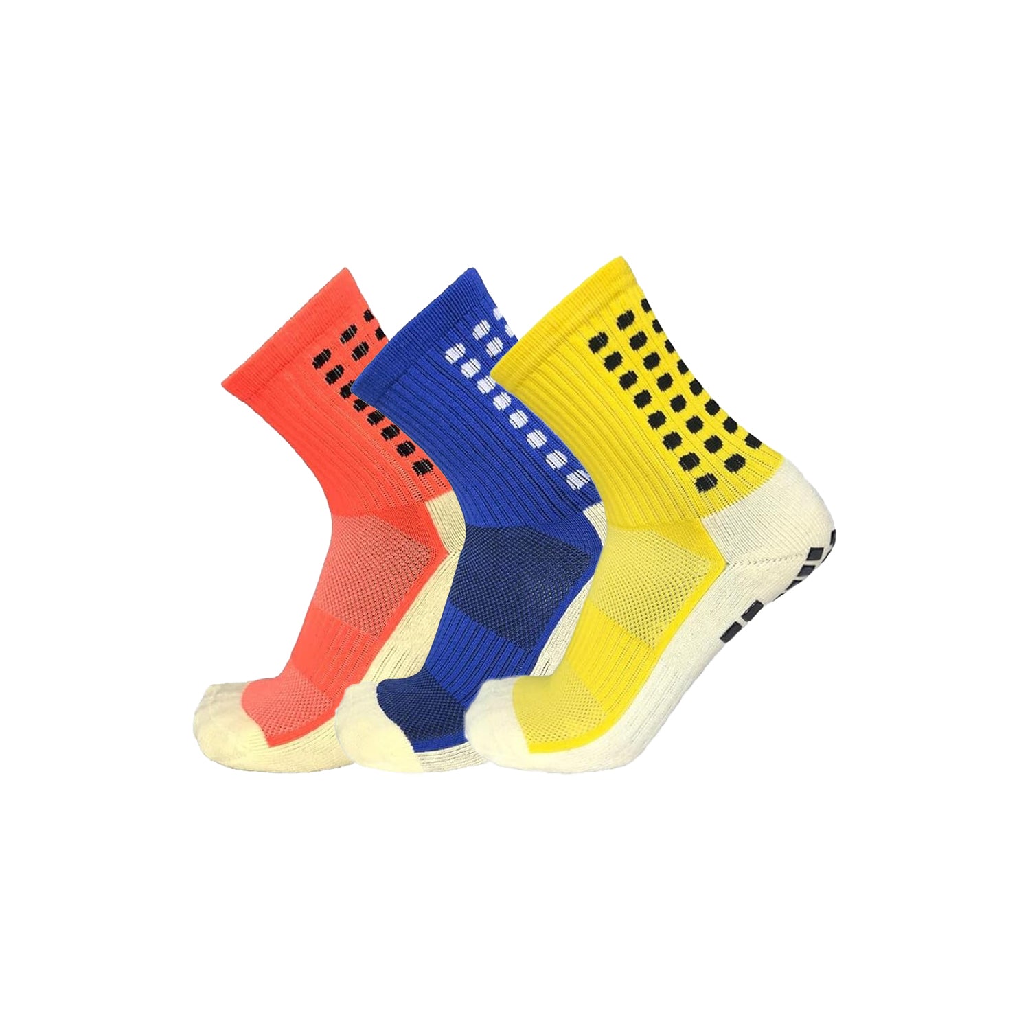 TENDSY Anti Slip Athletic Socks for Men | Pack of 3 Non Slip Grip Dotted Socks for Football, Running, Gym, Cycling & Outdoor Sports | Comfortable Cotton Ankle Socks