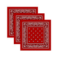 TENDSY Cotton Paisley Bandanas | Traditional Print | Red Black White | 100% Cotton | Handkerchief for Men & Women | Scarf for Head, Neck, Hair | Combo Pack of 3