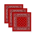TENDSY Cotton Paisley Bandanas | Traditional Print | Red Black White | 100% Cotton | Handkerchief for Men & Women | Scarf for Head, Neck, Hair | Combo Pack of 3