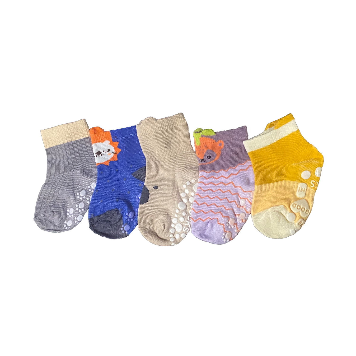TENDSY Baby Anti Slip Crew Socks With Grips For Toddlers, Little Boys And  Girls, Infants Kids Non Skid Socks(For 6-12 Months, Pack of 5 Pairs) -  Tendsy