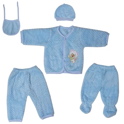 blue 5 piece baby suit set quality, comfortable, style, mission