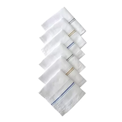 a pack of 6 white men's premium white striped handkerchief