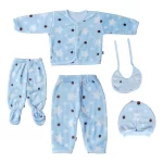 light blue 5 piece baby suit set with polka dots quality, comfortable, style, mission