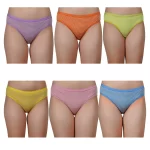 Six pairs of women's cotton stretch hipster panties in assorted colors, showcasing a variety of styles and hues.