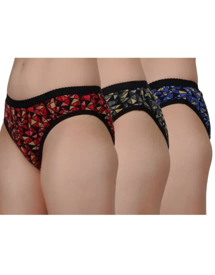 3 pairs of cotton antibacterial hipster panties featuring elegant designs in a variety of colors