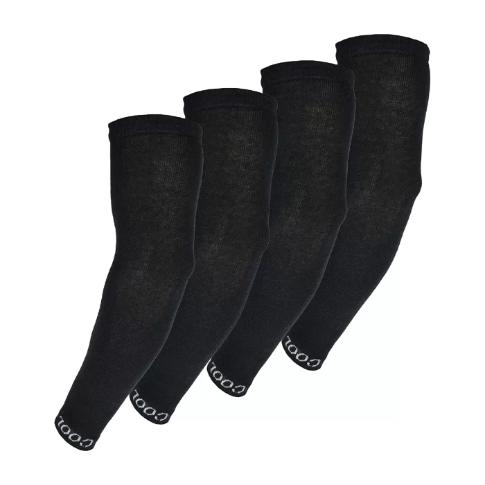 TENDSY black UV protection arm sleeves with white COOL logo - quality, comfortable, style, mission