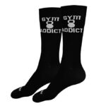 Gym Addict Athletic Crew Socks, Cotton, Black, Unisex