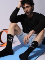 Gym Addict Athletic Crew Socks, Cotton, Black, Unisex - Image 4