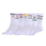 Days of the Week Socks, White Cotton Mid Calf/Crew Socks, Emoji Design, 7 Pairs Set